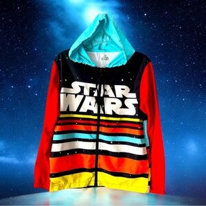 Star Wars Color Block Zip‎ Up Hoodie Retro Striped Jacket Unisex Size S